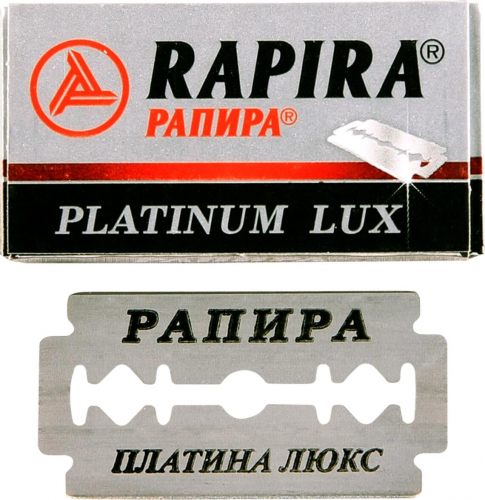 Лезвия для бритья классические двусторонние Рапира Platinum LUX 5шт. (20X5шт. =100 лезвий) на карте