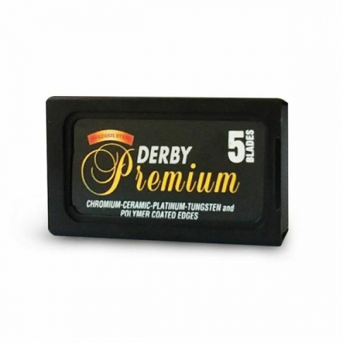 Лезвия для бритья классические двусторонние Derby Premium 5шт. (20X5шт. =100 лезвий) в картонном блоке (Pillar Box.)