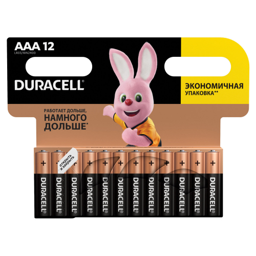 Батарейка DURACELL BASIC ААА 1.5V/LR03 (12 шт.) (Щелочной элемент питания)