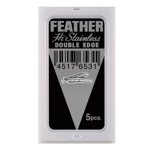 Лезвия для бритья классические двусторонние Feather Platinum Hi-Stainless 5шт. (1X5шт. =5 лезвий) (Pillar Box.)