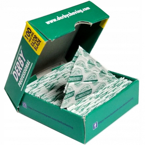 Лезвия для бритья односторонние для шаветок Derby Professional 100шт. в картонном блоке