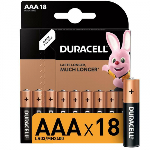 Батарейка DURACELL BASIC ААА 1.5V/LR03 (18 шт.) (Щелочной элемент питания)