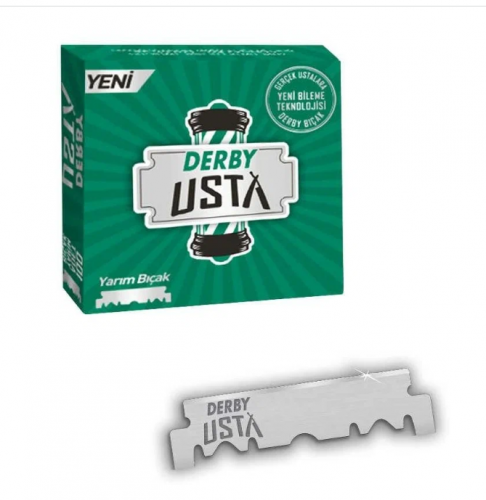 Лезвия для бритья односторонние для шаветок Derby Usta 100шт. в картонном блоке