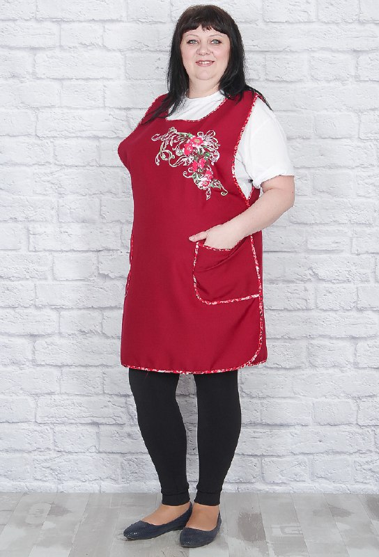 Фартук закрытый, с рисунком (бордовый)