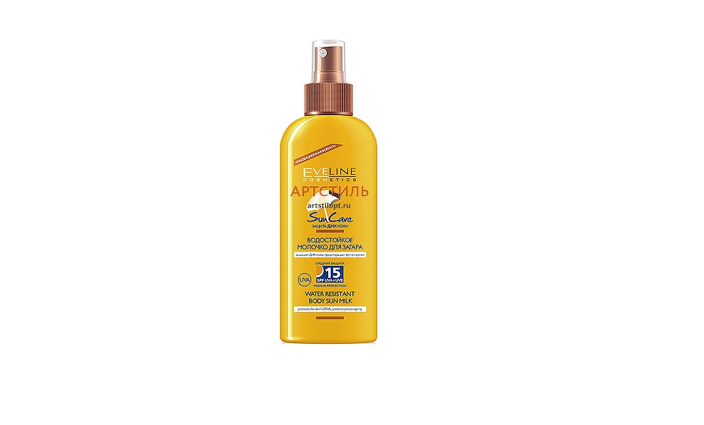 ВОДОСТОЙКОЕ СОЛНЦЕЗАЩИТНОЕ МОЛОЧКО SPF15 серии SUN CARE, 150мл/24шт