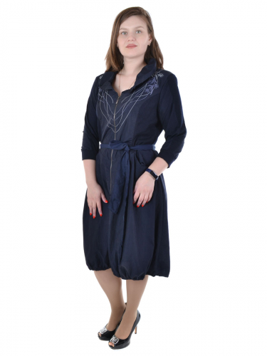 Платье женское с поясом Синий Л-176