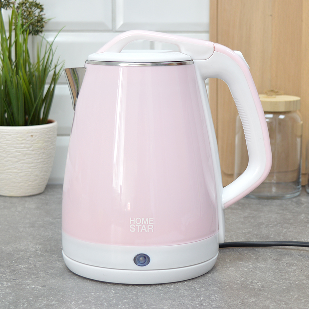 Чайник электрический 1,8л Homestar HS-1035 розовый, двойной корпус