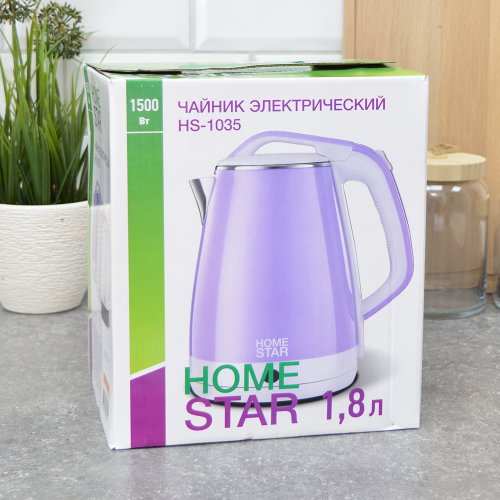 Чайник электрический 1,8л Homestar HS-1035 розовый, двойной корпус