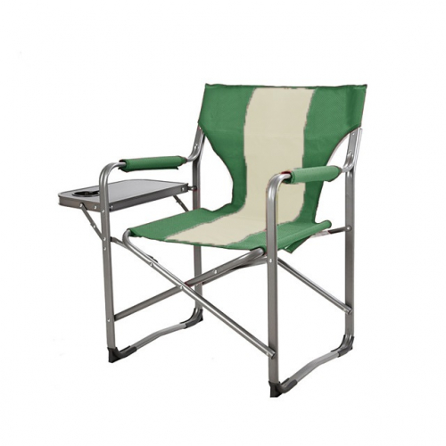 Кресло PREMIUM В90*Ш50*Г60,складное,с подлокот,столик,металл.,до 130 кг,цв. зел-беж(37-018)