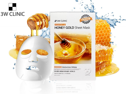 Смягчающая тканевая маска с Мёдом 3W Clinic Honey Gold, 25 ml