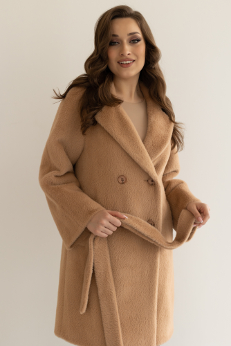 Пальто женское демисезонное 24780 (кэмел/тедди)