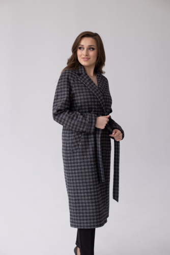 Пальто женское демисезонное 22555 (черно-серый)