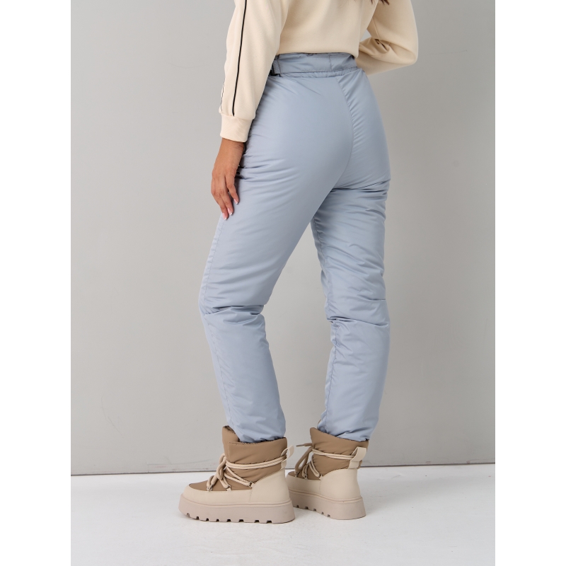 Утепленные женские брюки с высокой спинкой арт 115, цвет- светло серый