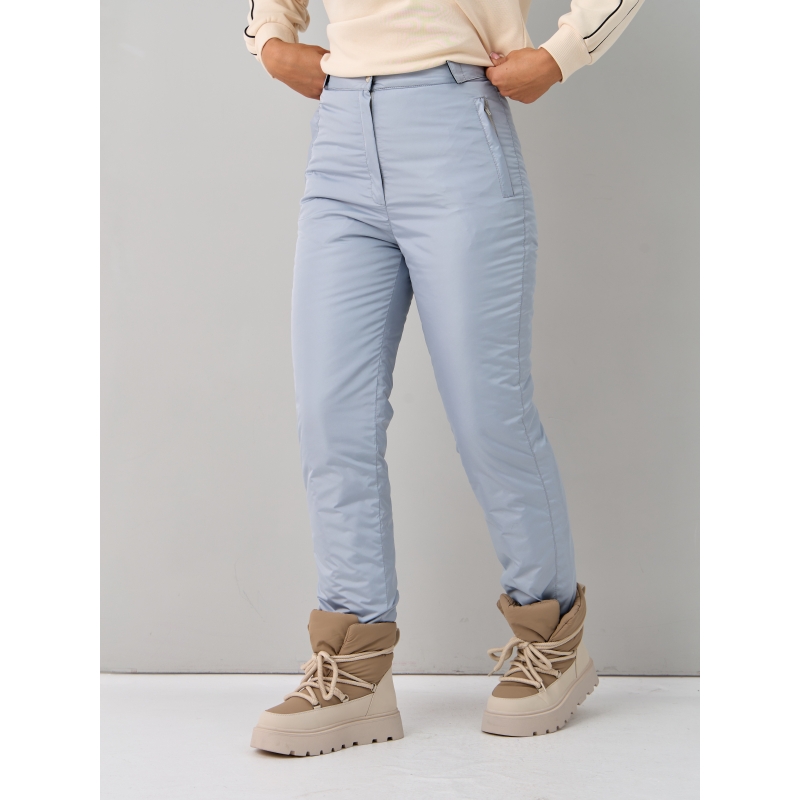 Утепленные женские брюки с высокой спинкой арт 115, цвет- светло серый