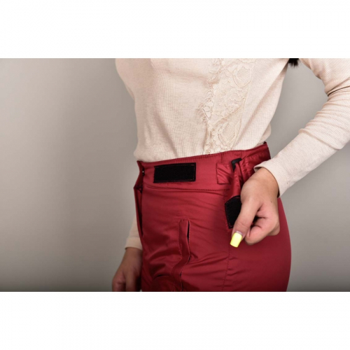 Утепленные женские брюки с высокой спинкой арт 115, цвет- красный