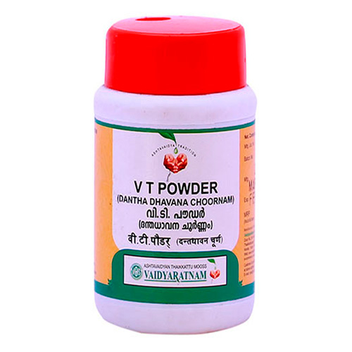 V T powder dantha dhavana chooram, Vaidyaratnam (Дантадхавана чурам - Вайдьяратнам, зубной порошок), 50 гр.