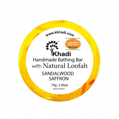 Мыло с мочалкой Sandalwood Saffron Bathing Bar Soap Khadi (Сандал Шафран Кхади) 75гр