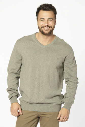 Светло-серый хлопковый пуловер с логотипом - Camel Active