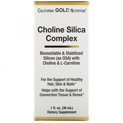 California Gold Nutrition, холиновый и кремниевый комплекс, биологически доступный коллаген для поддержки волос, кожи и ногтей