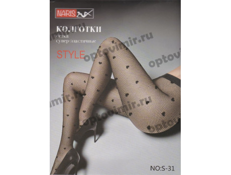 Колготки женские Naris Style в сетку рис. сердечки S31