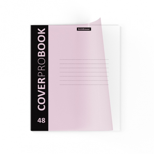 Тетрадь общая ученическая с пластиковой обложкой на скобе ErichKrause® CoverProBook Pastel, розовый, А5+, 48 листов, клетка