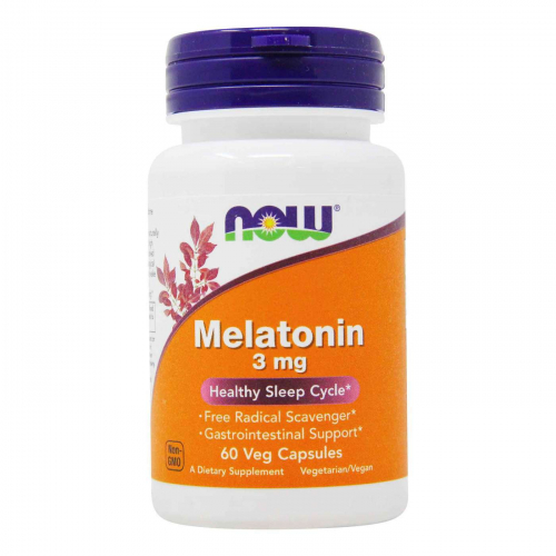 NOW Foods, мелатонин, 3 мг, растительные капсулы 