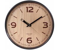 Часы настенные Troyka 77774731 ход плавный, круглые,коричневая рамка 290841