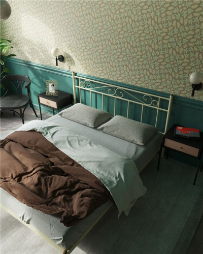 Кровать  Фраанческа  без изножья (120х200 ноги металл цвет Бежевый)