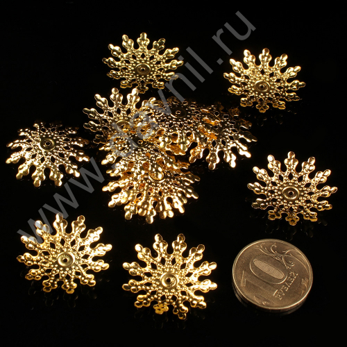 Шапочки для бусин ажурные 25 мм 30 гр золото