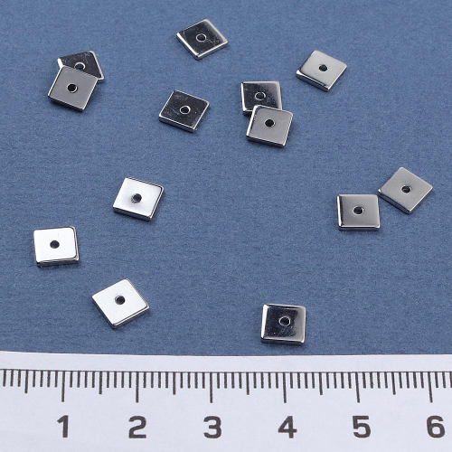 Разделитель родиевое покрытие квадрат плоский 6*6 мм 20 шт серебро