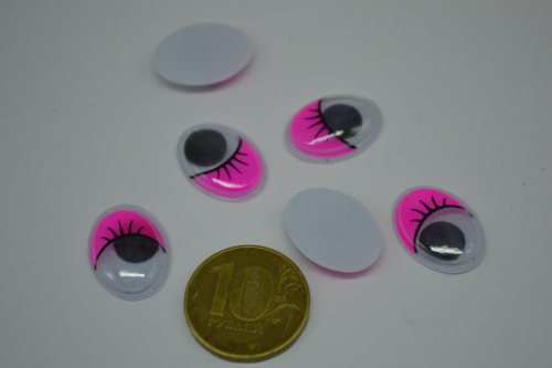 Глазки овальные с ресничками 10*8 мм 15 гр розовые
