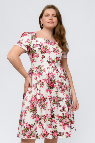 Платье 1001 DRESS #781289Белый (цветочный принт)