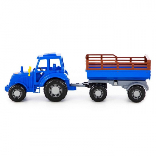 Трактор с прицепом №2, цвет синий (в сеточке)