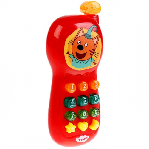 Игрушка «Музыкальный телефон» 7 песен из мультфильма, телефон фразы и звуки, свет, Три кота
