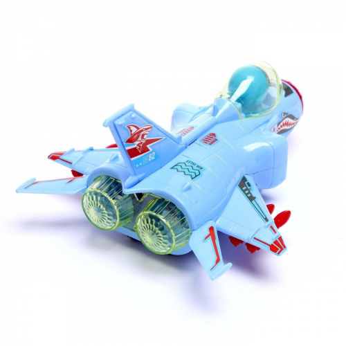 Самолет «Акула», работает от батареек, световые и звуковые эффекты, цвет синий