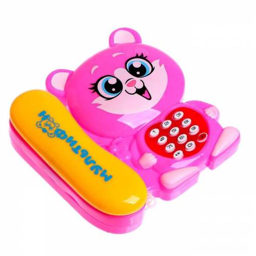Музыкальный телефончик «Котёнок», русская озвучка, работает от батареек, цвет розовый