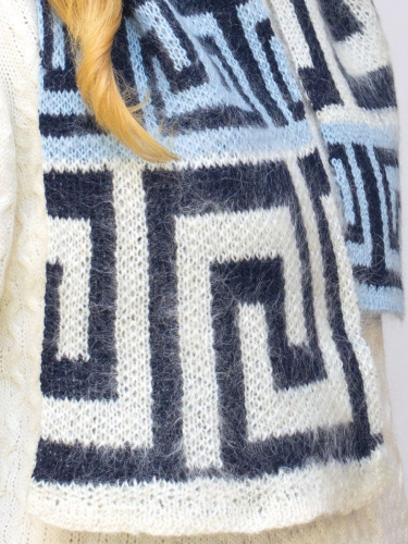Комплект зимний женский шляпа+шарф Афина (Цвет голубой), размер 54-56, шерсть 70%
