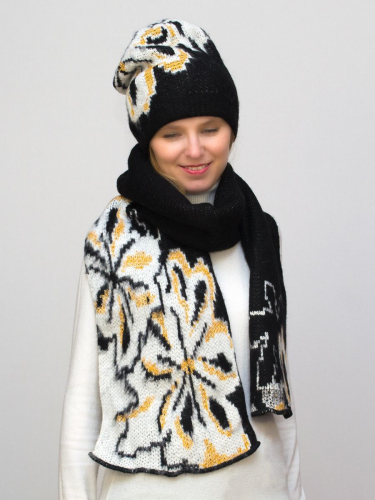 Комплект зимний женский шапка+шарф Камилла (Цвет светло-бежевый), размер 52-54, шерсть 80%