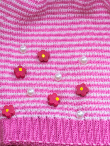 Шапка осенняя для девочки Шнурок (Цвет темно-розовый), размер 48-50, шерсть 70%