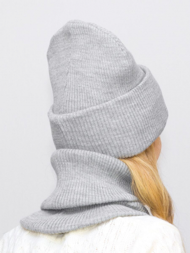 Комплект зимний женский шапка+снуд Татьяна (Цвет светло-серый), размер 56-58