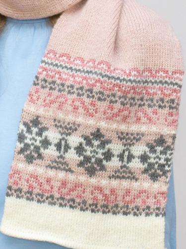 Комплект зимний женский шапка+шарф Адилин (Цвет пудровый), размер 54-56, шерсть 50% , мохер 30%