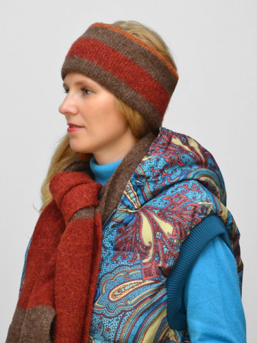 Комплект зимний женский повязка+шарф Аляска (Цвет светло-серый), размер 56-58, шерсть 50% , мохер 30%