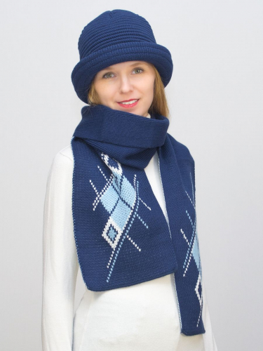 Комплект шляпа+шарф женский весна-осень Bloom (Цвет светло-синий), размер 56-58, шерсть 30%