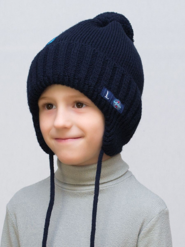 Шапка зимняя для мальчика L-Mashins (Цвет темно-синий), размер 50-52, шерсть 30%