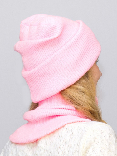 Комплект зимний женский шапка+снуд Татьяна (Цвет светло-розовый), размер 56-58