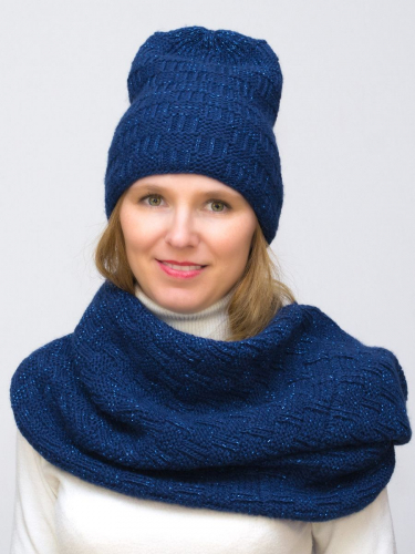 Комплект женский весна-осень шапка+снуд Лилиан (Цвет светло-синий), размер 52-54, шерсть 30%
