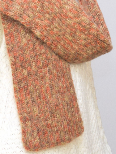 Комплект зимний женский повязка+шарф Узоры (Цвет оранжевый), размер 56-58, шерсть 70%