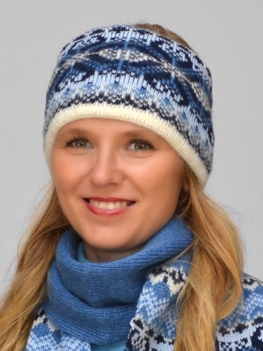 Комплект зимний женский повязка+шарф Солита (Цвет светло-синий), размер 56-58, шерсть 50% , мохер 30%