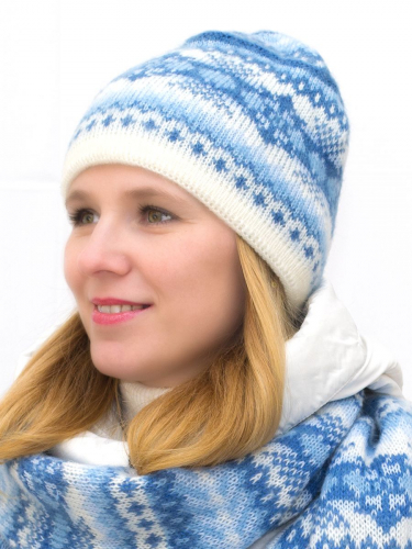 Комплект зимний женский шапка+шарф Адилин (Цвет светло-синий), размер 54-56, шерсть 50% , мохер 30%
