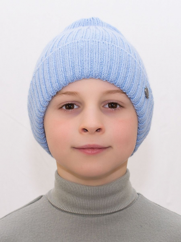 Шапка для мальчика весна-осень Саймон (Цвет голубой), размер 54-56; 56-58; 58-60, шерсть 30%